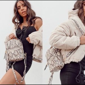 Peta + Jain Neutral Snakeskin Mini Backpack